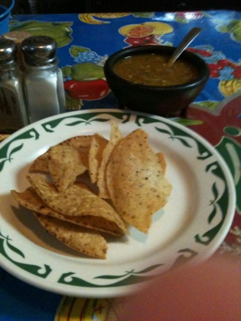 Here are some of the homemade chips with a salsa that has a slow burn!