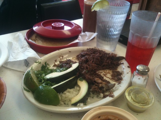Barbacoa, the fixins, and a Big Red at Taqueria Datapoint