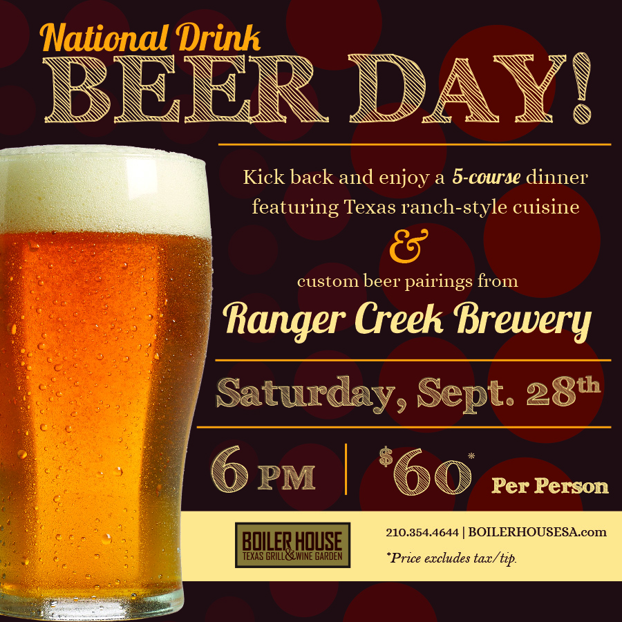 Celebrate National Drink Beer Day at Boiler House: Sept 28